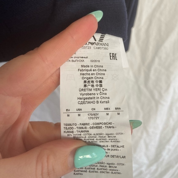 Emporio Armani EA7 Sweatshirt Hoodie Man Blue Size Medium - Picture 11 of 16